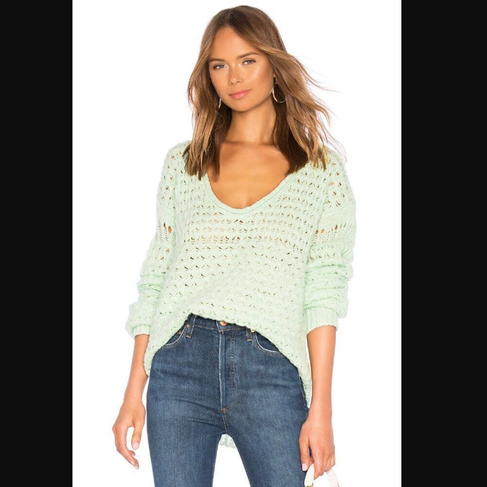 NWT Free People Crashing Waves Pullover in Mint | Size XS